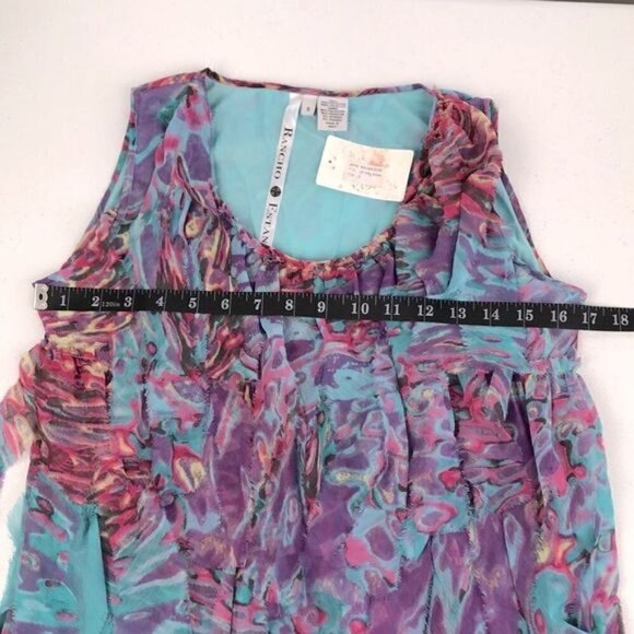 Rancho Estancia Sleeveless Dress Rainbow Colors Carwash Fringe Fairy Midi S NEW - Picture 7 of 10